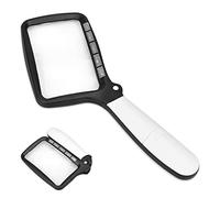 Magnifying Glass with Light, Rectangular Magnifying Glass, Folding Handheld 3X Large Rectangle Lighted Magnifier with Dimmable LED for Reading Newspaper, Books, Lighted for Low Visions