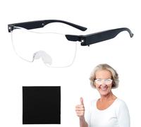 Magnifying Glasses for Reading with Light, 250% Magnifying Spectacles with 2 LED Lights and Glasses Cloth for Hobbies Reading Close Work Crafts (Black)
