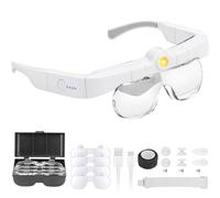 Magnifying Glasses with Light, 1.5X-5.0X Magnifying Glasses, Hands Free Magnifier Headset with Light for Close Work Jewelry Crafts Hobby-White