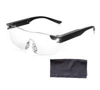 Magnifying Glasses with Lights, 250% Magnification, Magnifying Glasses with 2 LED Lights, Hands Free Lighted Magnifier Eyeglasses for Hobbies, Reading, Close Work, Crafts (Black)