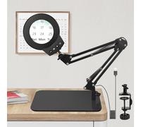 Magnifying Lamp LED 5x - 1,200 lm Eye-Friendly Light, Real Glass Lens Diameter 105 mm, 3 Colour Temperatures, 2-in-1 Table & Clamp - Magnifying Lamp Swivel Arm for Fine Work, Reading & Hobby