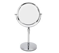 Magnifying Makeup Mirror, Double Sided Round Makeup Mirror Height Adjustable Tabletop Vanity Mirror 3X Magnification Silver