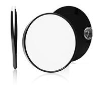 Magnifying Mirror 30X Magnifying Mirror with Suction Cup, Compact 3.5-Inch Shower Mirror Set for Eyebrow Plucking and Makeup Touch-ups, Includes Stainless Steel Tweezers