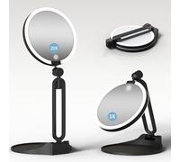 Magnifying Mirror with Light 20X/1X, Double Sided Travel Makeup Mirror with Lights and Magnification, Rechargeable 3 Colors Dimming Lighting, Large Size of 15cm, Foldable Design, 360°Angle Adjustable