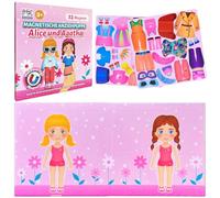 MAGNIKON Alice and Agatha Magnetic Dressing Up Dolls Toy for Travel Dressing Book Magnetic Dressing Doll with 32 Magnets