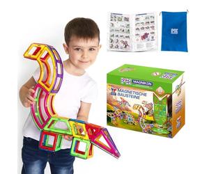 MAGNIKON Magnetic Building Blocks "The Dinosaur" - Magnetic Building Set 65 Pieces, Magnetic Building Blocks, Ideal as a Construction Toy to Promote Creativity and Motor Skills, Toy for Children from