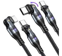 Magnilink Duo Pivot USBC to USB C Cable 2-Pack Dual Rotating 180 Degree Type C Charging Cord 240W PD Fast Charging - Great for MacBook, iPad, iPhone, Galaxy, Steamdeck, and More