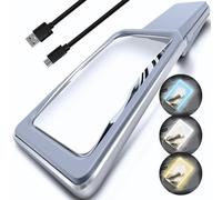 MagniPros 6X Rechargeable Magnifying Glass for Reading with 3 Color Light Modes & Anti-Glare Lens - Relieve Eye Strain | Perfect for Low Vision Seniors, Inspection, Crafts & Fine Print