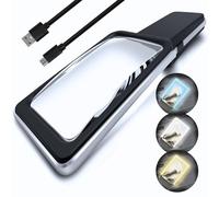 MagniPros 6X Rechargeable Magnifying Glass with Anti-Glare Lens & Fully Dimmable LEDs- Evenly Lit Viewing Area-Perfect for Small Prints, Low Vision Seniors, Macular Degeneration