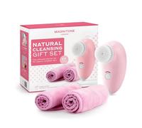 Magnitone Natural Cleansing Ultimate Gift Set with First Step Daily Cleansing Brush and 2 Wipe Out Makeup Remover Cloth Wipes