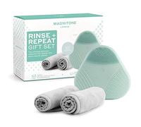 MAGNITONE Rinse + Repeat Gift Set - XOXO Silicone Facial Cleansing Brush | 100% Waterproof, WipeOut Microfibre Cleansing Cloths - Makeup Removal, Cleanse, Brighten and Soften Skin, USB Rechargeable