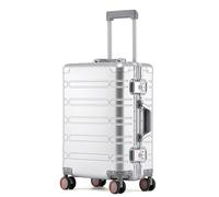 Magnitt All Aluminum Carry On Luggage with 360°Silent Spinner Wheels and TSA Lock,Airline Approved Lightweight Suitcase for Business Travel, all aluminum 60 [silver], 20inch-35x23x55cm, Basic