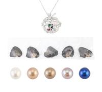 Magnitt Freshwater Pearl Oyster Cultured Love Wish Round Pearls DIY Necklace KIt,Sterling Silver Twisted Ball Cage Pendant with Chain for Pearl Jewelry Making,Unique Gift for Women (Love B)