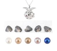 Magnitt Freshwater Pearl Oyster Cultured Love Wish Round Pearls DIY Necklace KIt,Sterling Silver Twisted Ball Cage Pendant with Chain for Pearl Jewelry Making,Unique Gift for Women (Wisdom B)