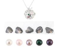 Magnitt Freshwater Pearl Oyster Cultured Love Wish Round Pearls DIY Necklace KIt,Sterling Silver Twisted Ball Cage Pendant with Chain for Pearl Jewelry Making,Unique Gift for Women (Love C)