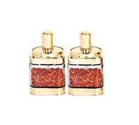 Magnitt Glass Condiment Spice Jars 2PC With Lids And Spoons Gold 11oz | Set Includes 2 Containers, Each 11oz, Comes With Lids And Spoons, Ideal For Sugar And Seasoning Storage