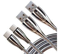 MAGNITTO USB Type C Cable, Metal Braided Cord 6ft 2-Pack, Fast Type-C Charger Durable USB-A to USB-C Charging Cable for Samsung Galaxy S21 S20+ S10 S9 S8 A51 Note PS5 Controller Pixel