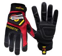 MagnoGrip Pro Performance Work Gloves Red L - Magnetic Storage, Touchscreen Compatible, Impact Resistant, Padded Palm, Cuff 360 Wrist Protection - Best Heavy Duty Work Gloves for Construction & DIY