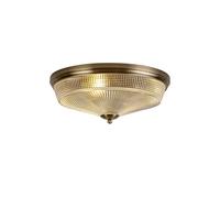 Magnolia 3 Light Flush Ceiling Light - Antique Brass with Clear Prismatic Glass