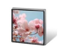 Magnolia Blossoms Flowers Badge Pin Brooch Square Shape Button Aluminum Decor for Backpacks Hats 0.7 Inch