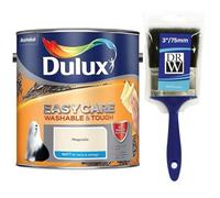 Magnolia Dulux Easycare Matt Emulsion Paint 2.5L + 3" Emulsion Paint Brush - Washable & Stain Resistant, Durable Matt Finish, Quick Dry, Low Odour Interior Wall & Ceiling Paint