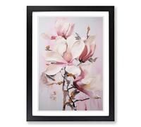 Magnolia Flower Action Painting No.2 Framed Print | A2 Black Framed Wall Art | Ready to Hang | Modern Floral Picture | Living Room Bedroom Lounge Office