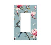 Magnolia Flower Blank Wall Plate Cover, Chinese Bird Decorative Wall Plate, Easy to Install, Outlet Cover for Home Office Kitchen Apartment