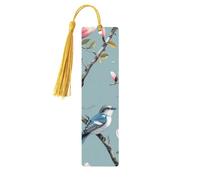 Magnolia Flower Bookmark Chinese Bird Wooden Bookmark with Tassel Book Mark for Women Men Reading Page Markers Gifts for Book Lovers