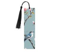 Magnolia Flower Bookmark Chinese Bird Wooden Bookmark with Tassel Book Mark for Women Men Reading Page Markers Gifts for Book Lovers