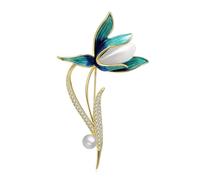 Magnolia Flower Brooch Rhinestone Flower Lapel Pins Badge Coats Jackets Sweaters Accessories Jewelry Gifts for Women Mom Wife
