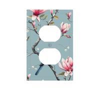 Magnolia Flower Duplex Outlet Covers Wall Plate, Chinese Bird Decorative Wall Plate, Easy to Install, Outlet Cover for Home Office Kitchen Apartment