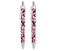 Magnolia Flower Watercolor Retractable Ballpoint Pen Black Ink 0.5mm Ball Point Pens Smooth Writing Accessories For Note Taking pattern 3198