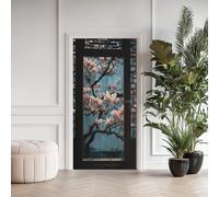 Magnolia Flowers 3D Door Sticker Hollow Window Door Murals Stickers 80 x 200 cm Chinese Style Self Adhesive Door Wallpaper PVC Removable for Living Room Bedroom Bathroom