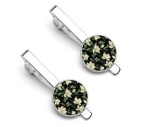 Magnolia Flowers Fashion Men's Tie Clips Silver Tack Pins Cufflinks Shirt Necktie Bar Pinch Suit Tie Accessories