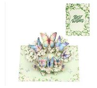Magnolia Flowers Flying & Butterflies Dancing Best Wishes 3D Pop Up Greeting Card
