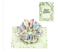 Magnolia Flowers Flying & Butterflies Dancing Best Wishes 3D Pop Up Greeting Card