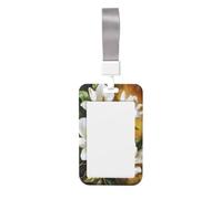 Magnolia Flowers Sliding Id Badge Holder Hard Plastic Work Card Case Name Tag Protector for Nurses Office