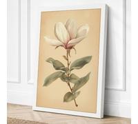 Magnolia in Bloom Botanical Canvas Wall Art Print 24x16 Inch | White