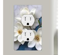 Magnolia In Bloom Outlet Covers 1 Gang Duplex Light Switch Cover Unbreakable Polycarbonate Decorative Switch Plates Electrical Receptacle Faceplate Wall Plate For Bathroom Kitchen Home Decor