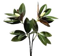 Magnolia Leaves, 2PCS 35 Inch Plastic Faux Magnolia Leaves Stems, Lifelike Real Touch Faux Branches for Vase Home Table Decor