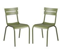 magnolia olive green outdoor aluminium side chairs in pair