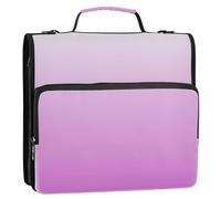 Magnolia Orchid Gradient Ombre 1 1/2 Inch Binders 3 Ring Zippered Binder Organizer Binder with Shoulder Strap for School Portfolio & Case Ring Folder Holder