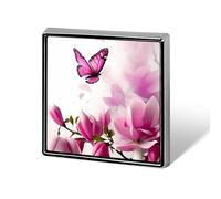 Magnolia Plant Flora Butterfly Funny Lapel Pins Square Brooch Tie Suit Dress Accessories for Men Women Wedding Birthday