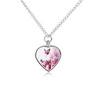 Magnolia Plant Flora Butterfly Personalized Pet Urn Necklace Keepsake Urn Pendant Cremation Jewelry Gifts for Dog Cat Lover