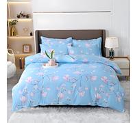 Magnolia Single Bedding Set Japanese style 3 Piecse Duvet Cover Sets Ultra Soft Microfiber Reversible Luxury Quilt Cover 135x200 and 2xPillow Cases Bedding Sets with Zipper Closure F33
