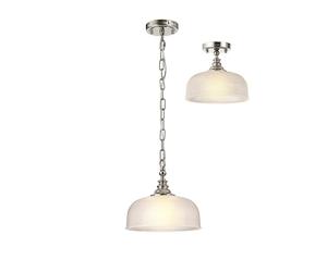 Magnolia Single Dual Mount Ceiling Light- Polished Nickel with Clear Prismatic Glass