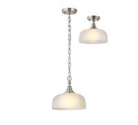 Magnolia Single Dual Mount Ceiling Light- Satin Nickel with Clear Prismatic Glass