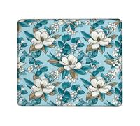 Magnolia Small Mouse Pad, Floral Vintage Leaves Blossoms Spring White Square Rubber Washable Portable Travel Mousepad Desk Decor for Office Home Dorm Laptop Square 8x10 Inch