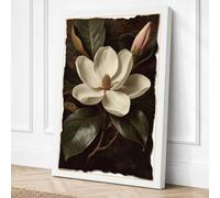 Magnolia Study Botanical Canvas Wall Art Print 30x20 Inch | White