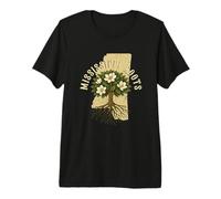 Magnolia Tree On Mississippi Map Mississippi Roots Pride Premium T-Shirt